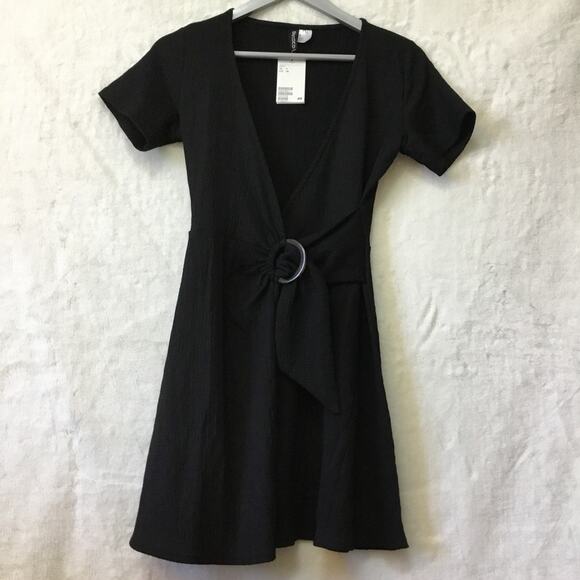 H&M Divided Black Wrap Dress - Picture 1 of 8